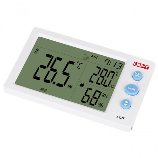 A12T Digital LCD Thermometer Hygrometer Temperature Humidity Meter Alarm Clock Weather Station Indoor Outdoor