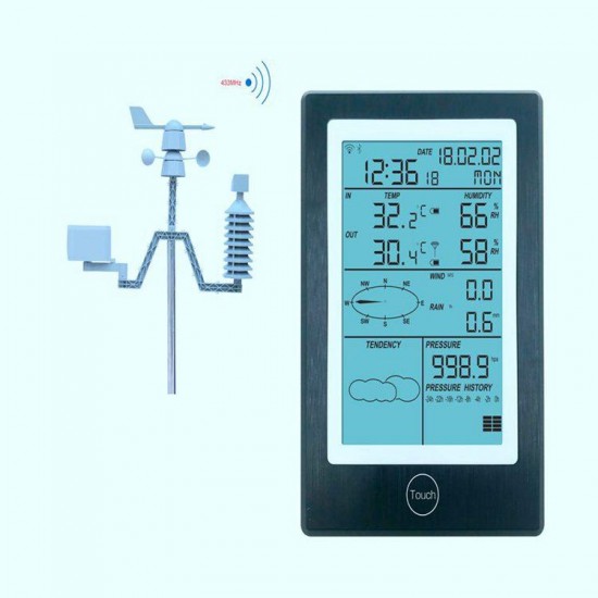 WiFi Weather Station LCD Thermometer Hygrometer Rainfall Pressure Wind Speed Direction Wireless APP Weather Forecast Data Alarm