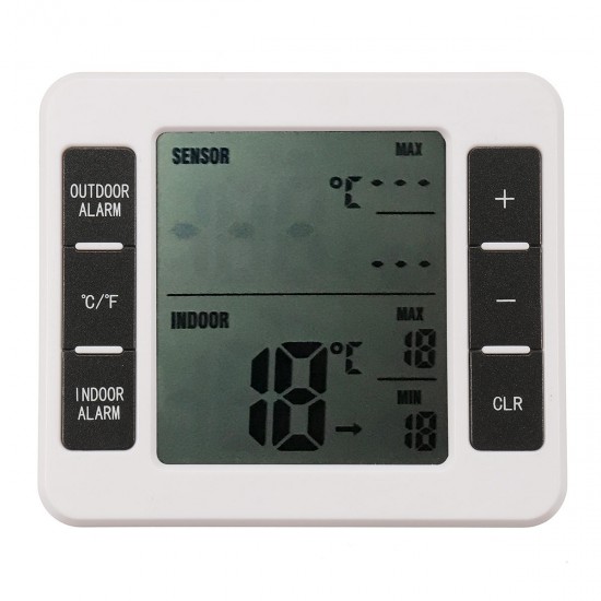 Wireless Digital Freezer Thermometer Indoor Outdoor Audible Alarm With Sensor