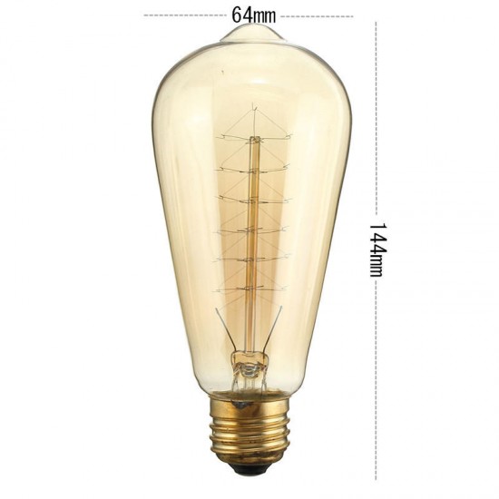 40W E27 ST58 Edison Bulb Antique Filament Lamp Retro Vintage Light 220V/110V
