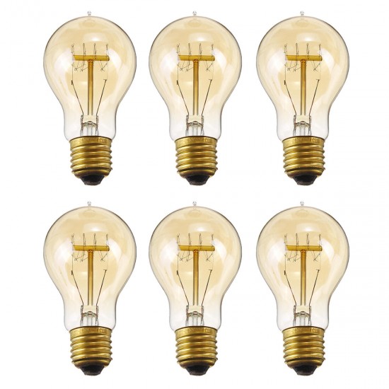 6PCS E27 A19 40W Warm White Dimmable Incandescent Edison Light Bulb for Indoor Home Garden AC220V