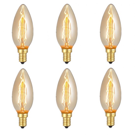 6PCS Dimmable E14 25W Retro Edison Vintage Incandescent Light Bulb for Indoor Garden AC220V