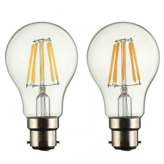 B22 A60 8W LED COB Filament Bulb Eison Vintage Clear Glass Lamp Non-dimmable AC 220V