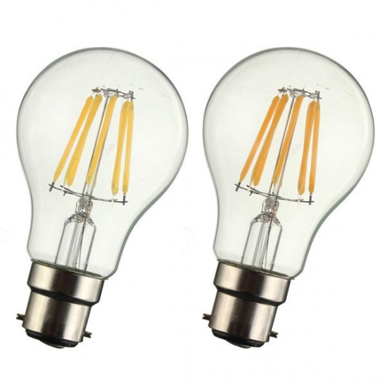 B22 A60 8W LED COB Filament Bulb Eison Vintage Clear Glass Lamp Non-dimmable AC 220V