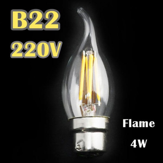 B22 C35 4W COB White/Warm White Filament Bulb Edison Retro Glass Lamp Non-Dimmable AC 220V