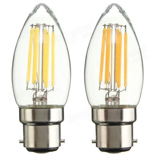 B22 C35 6W COB Filament Bulb Eison Vintage Candle Clear Glass Lamp Non- Dimmable AC 220V