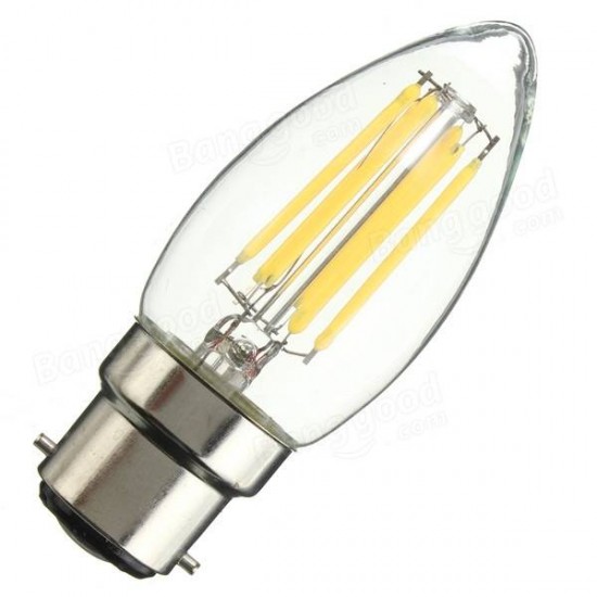 B22 C35 6W COB Filament Bulb Eison Vintage Candle Clear Glass Lamp Non- Dimmable AC 220V