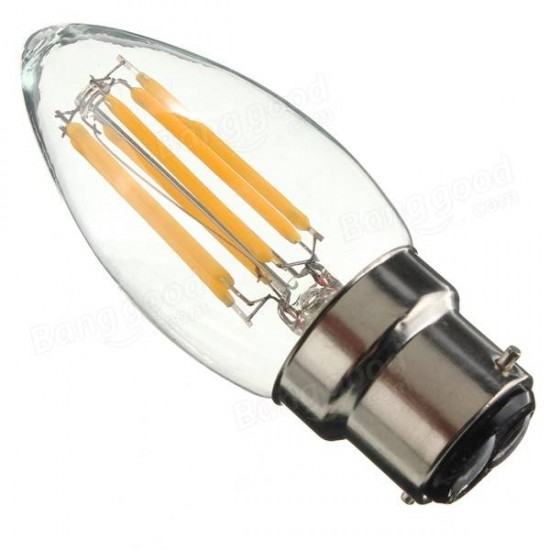 B22 C35 6W COB Filament Bulb Eison Vintage Candle Clear Glass Lamp Non- Dimmable AC 220V