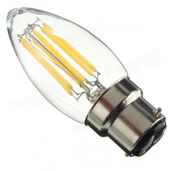 B22 C35 6W COB Filament Bulb Eison Vintage Candle Clear Glass Lamp Non- Dimmable AC 220V