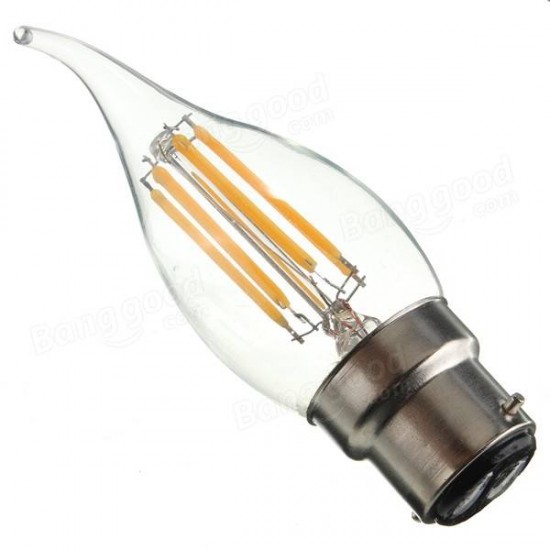 B22 C35 6W COB Filament Bulb Eison Vintage Candle Clear Glass Lamp Non-dimmable AC 220V