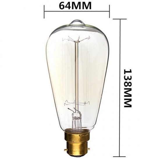 B22 ST64 110V/220V 40W Vintage Edison Style Filament Incandescent Bulb B22 ST64 110V/220V 40W Vintage Edison Style Filament Incandescent Bulb