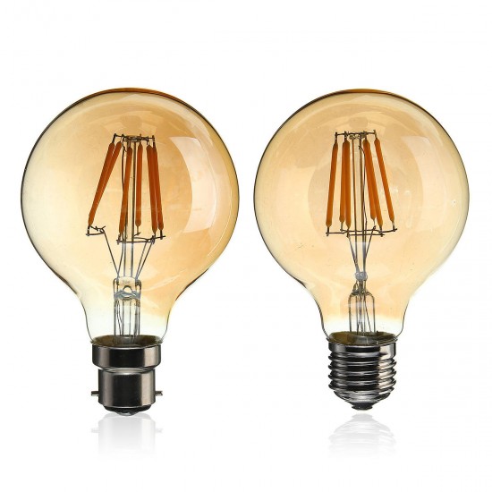 B22/E27 Dimmable G80 LED 6W Vintage Globe Cage Edison Filament Light Bulb Lamp AC220V