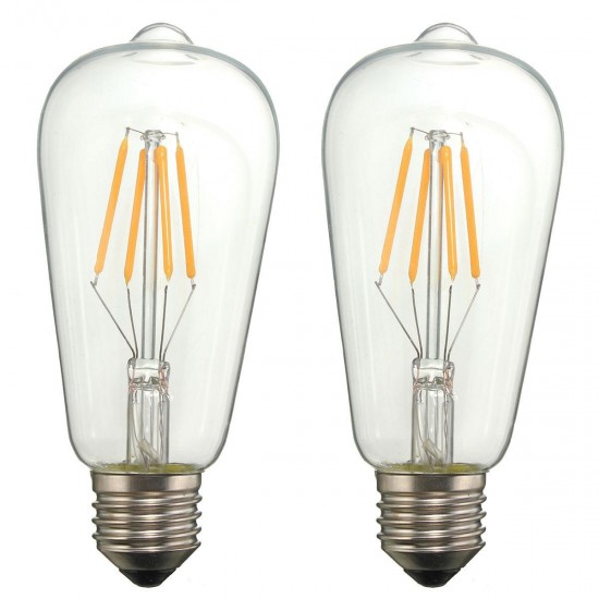 Dimmable Vintage Retro E27 ST58 4W LED COB Warm White Filament Edison Bulb 110V 220V