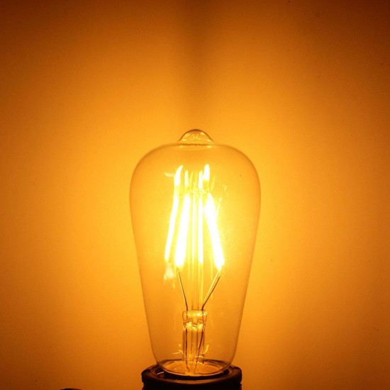 Dimmable Vintage Retro E27 ST58 4W LED COB Warm White Filament Edison Bulb 110V 220V