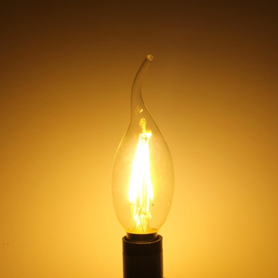 E14 2W Pure/Warm White Edison Filament LED COB Flame Lamp 85-265V