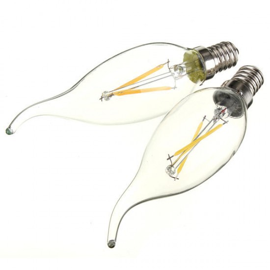 E14 2W Pure/Warm White Edison Filament LED COB Flame Lamp 85-265V