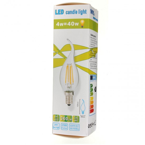 E14 2W Pure/Warm White Edison Filament LED COB Flame Lamp 85-265V