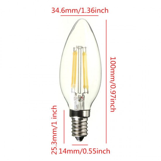 E14 4W Pure/Warm White Edison Filament LED Candle Flame Lamp 220-240V E14 4W Pure/Warm White Edison Filament LED Candle Flame Lamp 220-240V