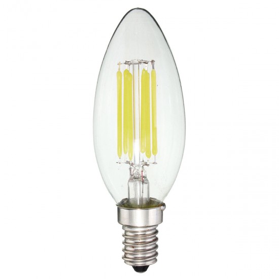 E14 6W Pure White Warm White COB Edison Filament Candle Light Bulb AC110V