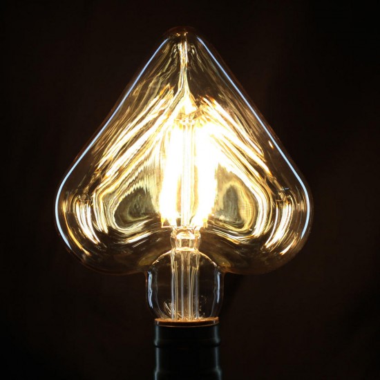 E27 4W Heart Shaped Non-dimmable LED COB Filament Light Bulb Edison Lamp Indoor Home Decor AC220V