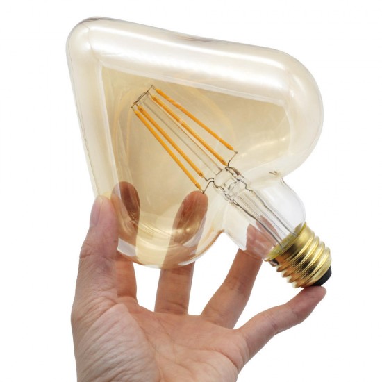 E27 4W Heart Shaped Non-dimmable LED COB Filament Light Bulb Edison Lamp Indoor Home Decor AC220V
