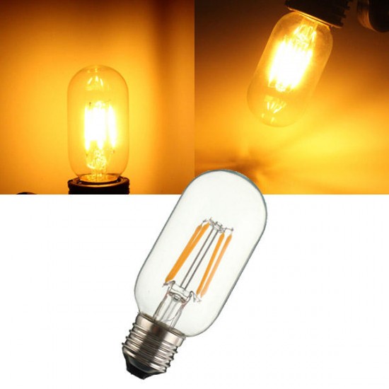 E27 4W T45 COB LED Vintage Antique Retro Edison Clear Glass Warm White Light Bulb AC 220V