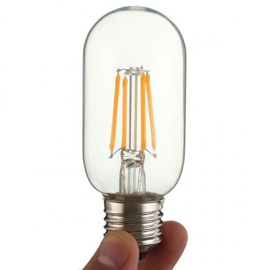 E27 4W T45 COB LED Vintage Antique Retro Edison Clear Glass Warm White Light Bulb AC 220V