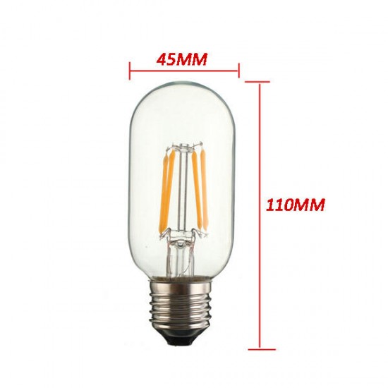 E27 4W T45 COB LED Vintage Antique Retro Edison Clear Glass Warm White Light Bulb AC 220V