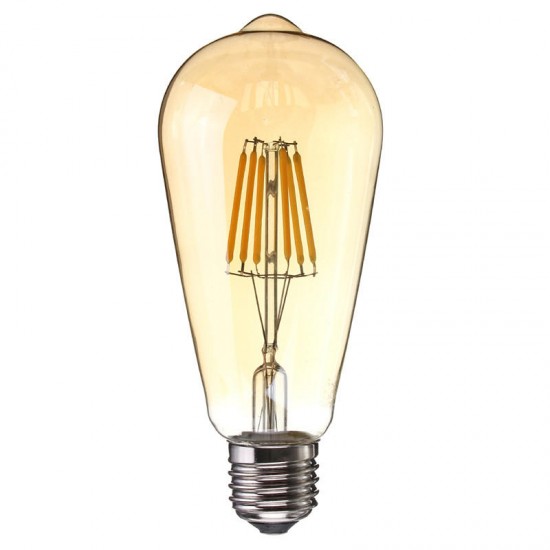 E27 6W Dimmable Warm White ST64 LED COB Vintage Retro Filament Edison Light Bulb AC220V