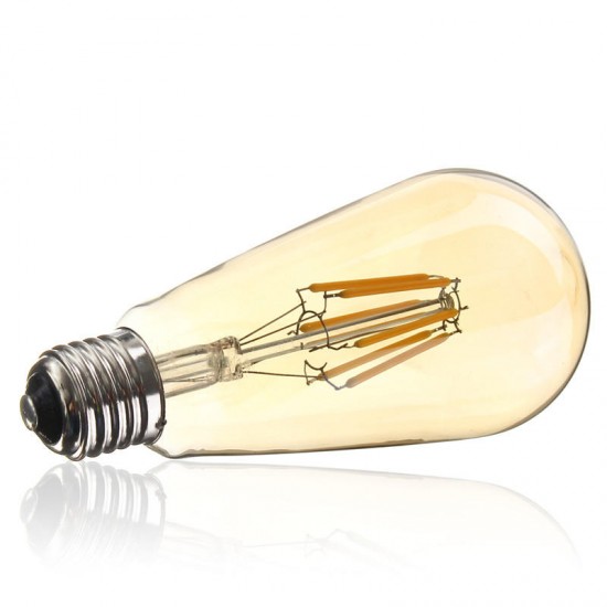 E27 6W Dimmable Warm White ST64 LED COB Vintage Retro Filament Edison Light Bulb AC220V