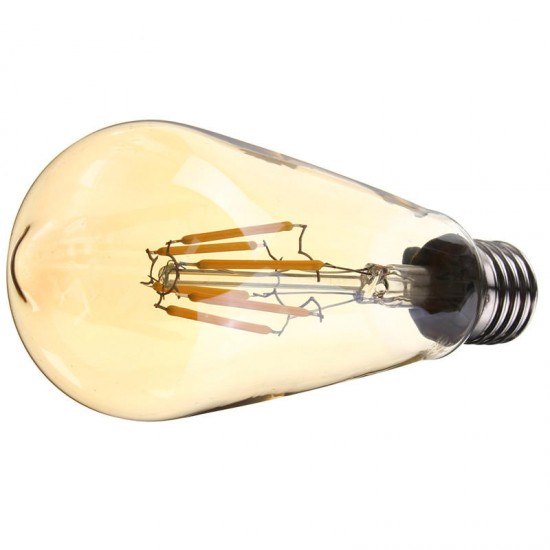 E27 6W Dimmable Warm White ST64 LED COB Vintage Retro Filament Edison Light Bulb AC220V