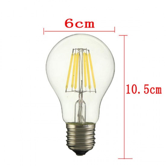 E27 A60 6W Warm White/ White Filament LED COB Dimmable Globe Bulb Lamp AC220V/110V