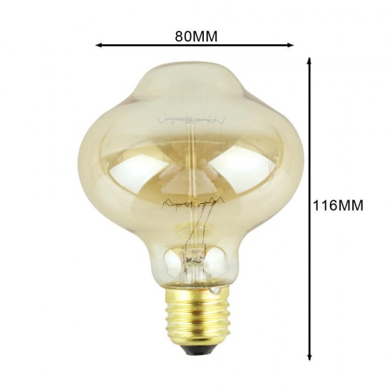 E27 BTR80 40W Vintage Edison Retro Filament Incandescent Decorative Light Bulb AC220V