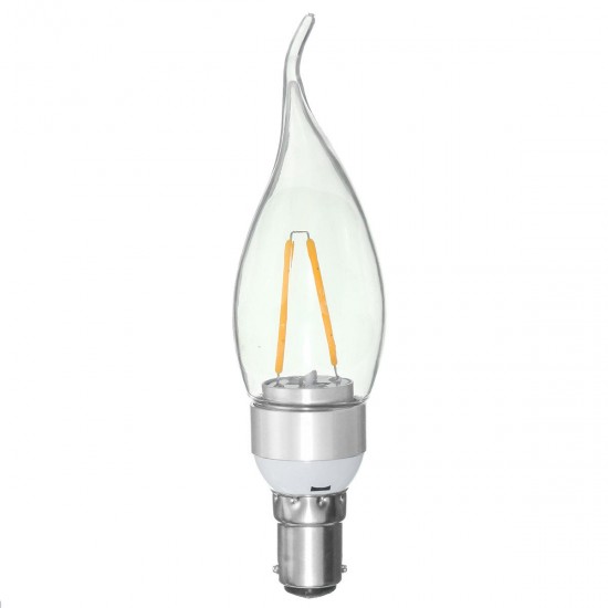 E27 E14 E12 B22 B15 2W Non-Dimmable Sliver Edison Pull Tail Incandescent Candle Light Bulb 110V