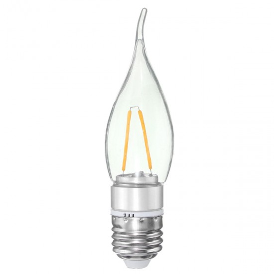 E27 E14 E12 B22 B15 2W Non-Dimmable Sliver Edison Pull Tail Incandescent Candle Light Bulb 110V