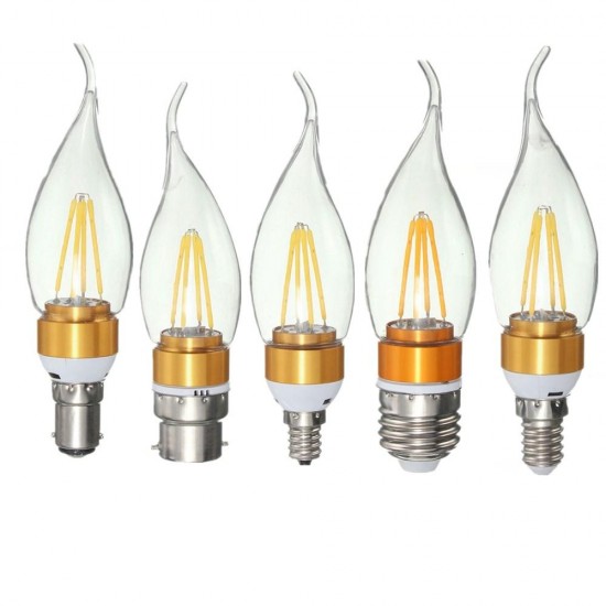 E27 E14 E12 B22 B15 4W Glod Pull Tail Incandescent Candle Light Bulb Non-Dimmable 110V