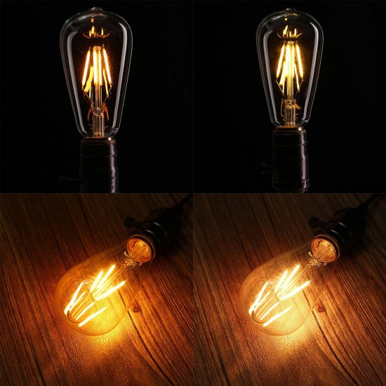 E27 ST64 4W Clear Cover Dimmable Edison Retro Vintage Filament COB LED Bulb Light Lamp AC110/220V