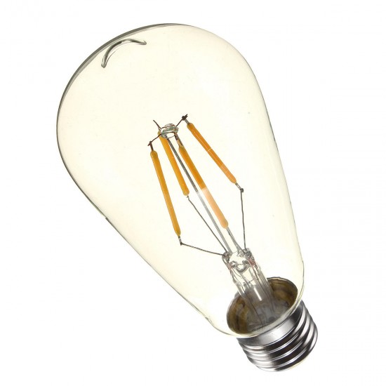 E27 ST64 4W Clear Cover Dimmable Edison Retro Vintage Filament COB LED Bulb Light Lamp AC110/220V