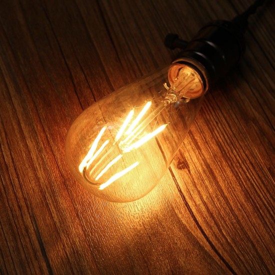 E27 ST64 4W Clear Cover Dimmable Edison Retro Vintage Filament COB LED Bulb Light Lamp AC110/220V E27 ST64 4W Clear Cover Dimmable Edison Retro Vintage Filament COB LED Bulb Light Lamp AC110/220V