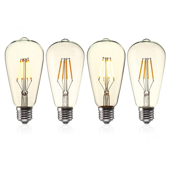 E27 ST64 4W Clear Cover Dimmable Edison Retro Vintage Filament COB LED Bulb Light Lamp AC110/220V E27 ST64 4W Clear Cover Dimmable Edison Retro Vintage Filament COB LED Bulb Light Lamp AC110/220V