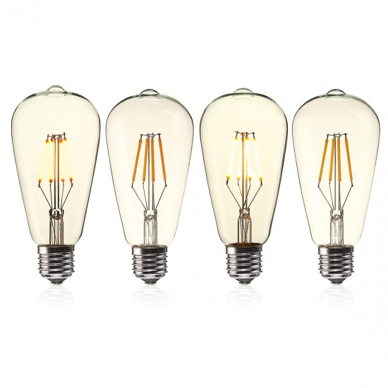 E27 ST64 4W Clear Cover Dimmable Edison Retro Vintage Filament COB LED Bulb Light Lamp AC110/220V