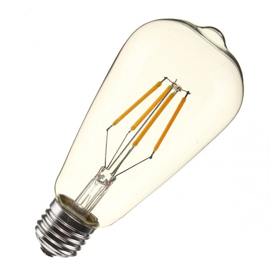 E27 ST64 4W Clear Cover Dimmable Edison Retro Vintage Filament COB LED Bulb Light Lamp AC110/220V