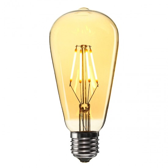 E27 ST64 4W Golden Cover Dimmable Edison Retro Vintage Filament COB LED Bulb Light Lamp AC110/220V