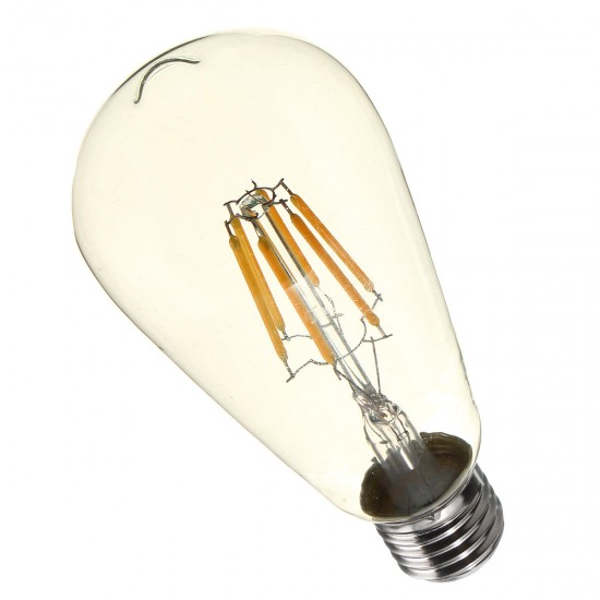 E27 ST64 6W Clear Cover Dimmable Edison Retro Vintage Filament COB LED Bulb Light Lamp AC110/220V