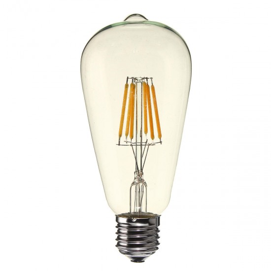 E27 ST64 6W Clear Cover Dimmable Edison Retro Vintage Filament COB LED Bulb Light Lamp AC110/220V