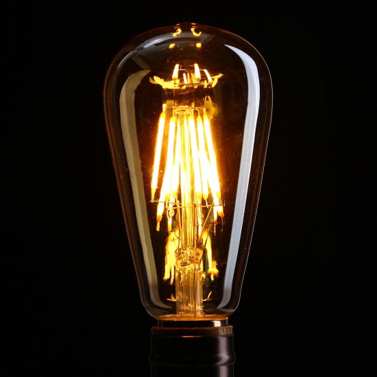 E27 ST64 6W Golden Cover Dimmable Edison Retro Vintage Filament COB LED Bulb Light Lamp AC110/220V