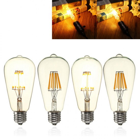 E27 ST64 8W Clear Cover Dimmable Edison Retro Vintage Filament COB LED Bulb Light Lamp AC110/220V