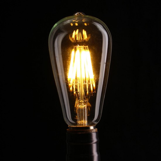 E27 ST64 8W Clear Cover Dimmable Edison Retro Vintage Filament COB LED Bulb Light Lamp AC110/220V