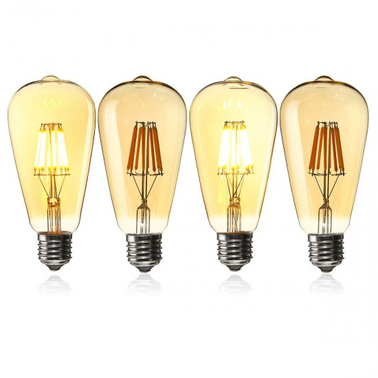 E27 ST64 8W Golden Cover Dimmable Edison Retro Vintage Filament COB LED Bulb Light Lamp AC110/220V