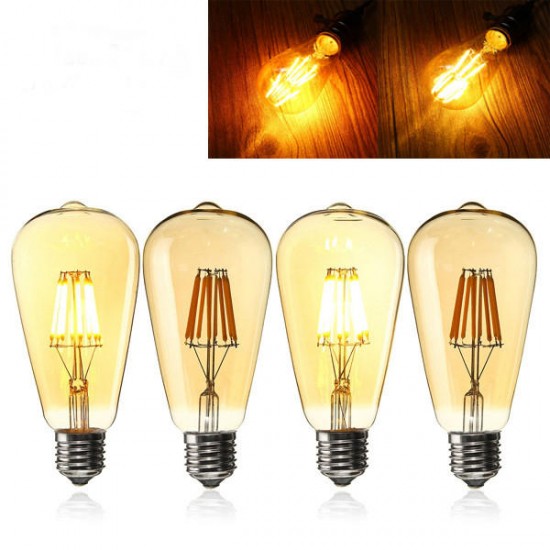 E27 ST64 8W Golden Cover Dimmable Edison Retro Vintage Filament COB LED Bulb Light Lamp AC110/220V